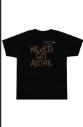 Halloween Horror Nights 2025 Never Go Alone Adult T-Shirt (Back)
