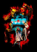 Baby Face Killer featured in the HHN 2024 Blumhouse T-Shirt Design