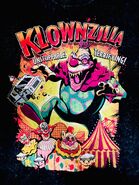 Klownzilla's appearance on the Halloween Horror Nights T-Shirt for Killer Klowns From Outer Space House Shirt Design