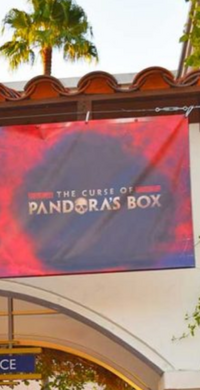 HHN 2019 The Curse Of Pandora's Box Front Gate Banner