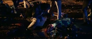 A firefighter with his head partly severed