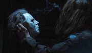 Michael retrieves the old mask