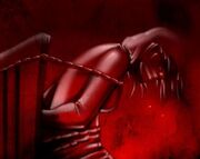 Elizabeth tied to a chair