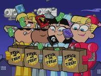 Tad, Chad, Trixie Tang, and Veronica as the Jack-O-Bots