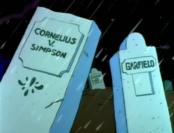 Three of the tombstones from the opening segment of ""