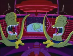 Kang and Kodos laugh uproariously in their brief cameo in ""