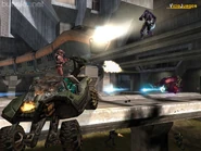 Una batalla en el modo Multijugador, nótese el Tren MagLev a punto de arrollar a un jugador