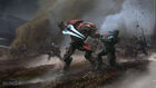 A battle between Sangheili and SPARTANs.