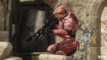 A Red Spartan wielding the SRS99C-S2 AMB on Stonetown.