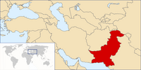 Location of Pakistan in the Middle East and Earth