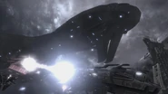 Noble Seis disparando al "estómago" del Crucero del Covenant