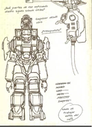 Bosquejo del exoesqueleto MJOLNIR Mark I En el Diario de la Doctora Halsey