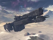 The UNSC frigate, the most common of the UNSC Navy ships.