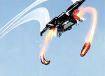 A SkyHawk firing two Scorpion missiles.