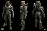 A render of John-117 front, side, and rear view.