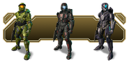 From left to right: The Mark V, ODST, and Prefect Armor variants.