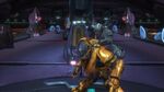 A B.O.B being assassinated aboard the Covenant Corvette on the mission "Long Night of Solace." Note how the mandibles of the Sanghelli go through the helmet.