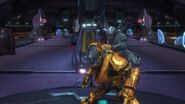 A BOB being assassinated aboard the Covenant Corvette on the mission "Long Night of Solace." Note how the mandibles of the Sanghelli go through the helmet.