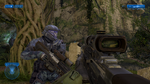 An ODST holding a sniper rifle on the mission Delta Halo