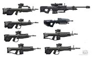 Concept art of various UNSC firearms