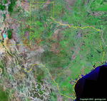 A satellite map of Texas.