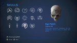 The Eye Patch Skull viewed in the Halo: Combat Evolved Anniversary skull menu.