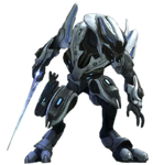 A white armor clad Sangheili Field Marshall