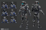 Concept art of the Argonaut armor and helmet sketches.