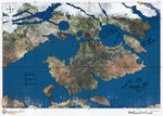 An annotated map of a portion of the planet's landscape.