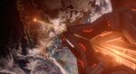 New Phoenix under fire from the Didact's ship.