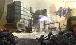 Concepto de arte de unas fuerzas ODST en batalla
