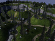 Vista desde arriba del mapa Timberland para Multijugador