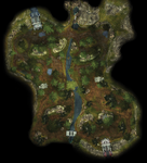 An overhead view of the map