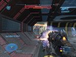 A first-person perspective of the Spiker in Halo: Reach.