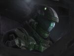 A closeup of Buck's appearance in Halo: Reach.