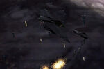 Longswords chasing after a Seraph-class Starfighter in the Battle of Earth.