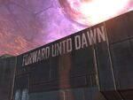 Forward Unto Dawn's name plate.