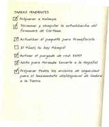 tareas pendientes (una de las ultimas hojas del diario)