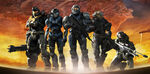 Noble Team in a promotional image for Halo: Reach. Ironically the team is standing in the order they died in. (Left to Right).