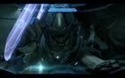 A screenshot of one image shown in the trailer following the campaign level shown at E3 2012. It shows S-117 punching a Sanghelli