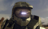 The portal reflected in the Chief's visor.