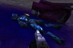 This image shows that in Halo: CE, a Sangheili's blood is actually a dark blue.