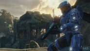 Vista de un jugador con la Carabina Covenant en Halo 2: Anniversary