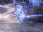 A SPARTAN-IV using the Speed Boost powerup.