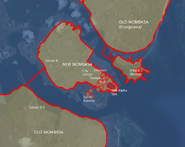Comparación entre Nueva Mombasa y la isla de Mombasa actual