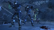 Trio de Spartans dentro de un Escudo Burbuja