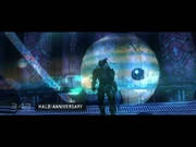 Master Chief activating the array with 343 Guilty Spark