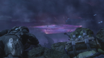 Noble Six and Jun-A266 overlook a Covenant encampment.