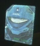 Dare's face, through the low-polarized visor.