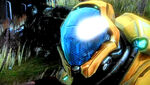 Closeup of a golden Sangheili Ranger/B.O.B.